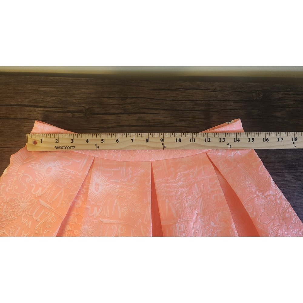 Lilly Pulitzer Coral Pink Tropical Jacquard Pleated Mini‎ Skirt Size 6 - Picture 5 of 7